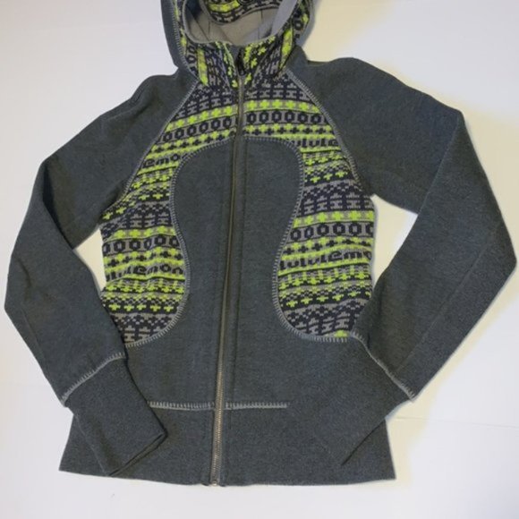 Lululemon “Scuba” Limited Edition Grey and Yellow Hoodie - Women’s Size 4 - Picture 4 of 7
